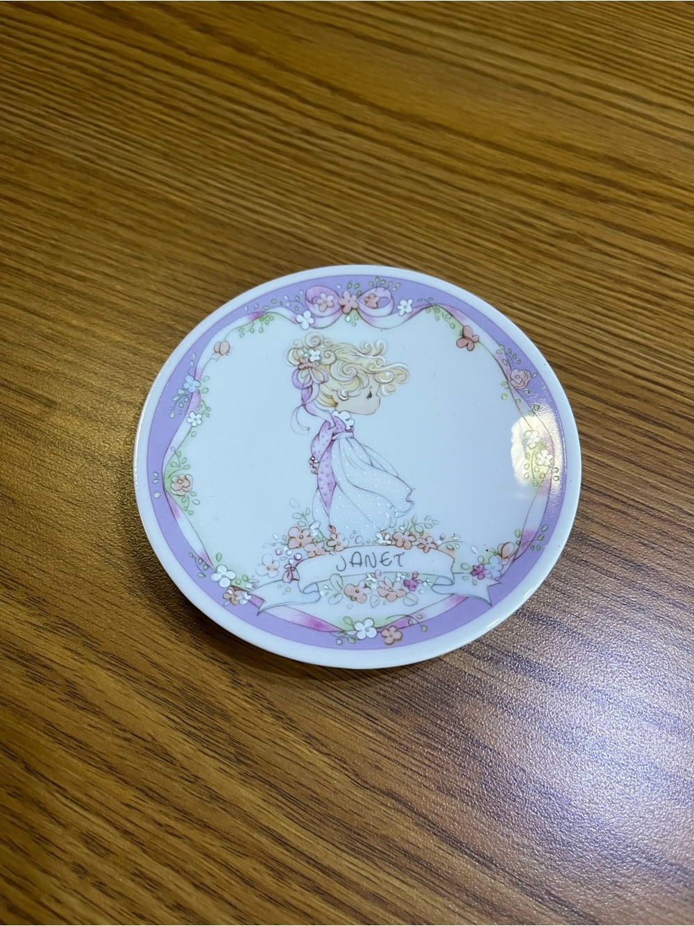Enesco Janet Decorative Ceramic Trinket Dish in Pastel Purple